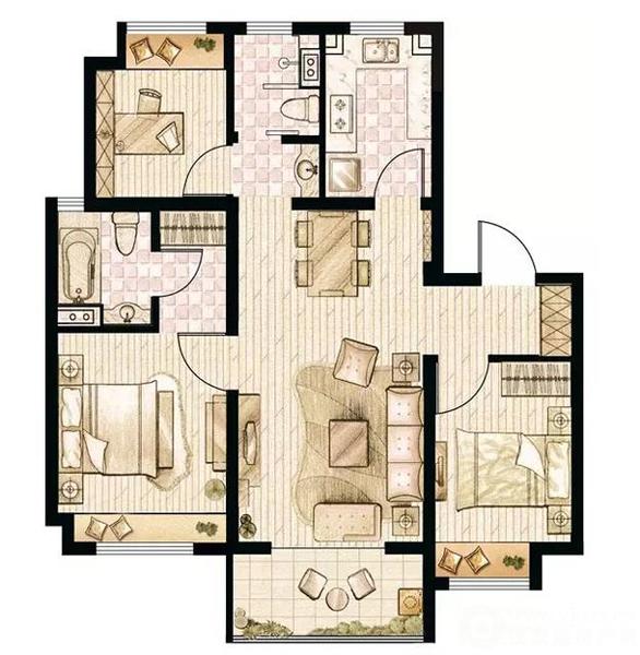 正方形住宅平面设计图图片